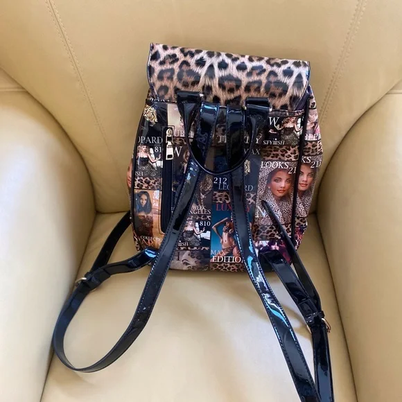 Animal  print pattern leather backpack - Picture 5 of 8